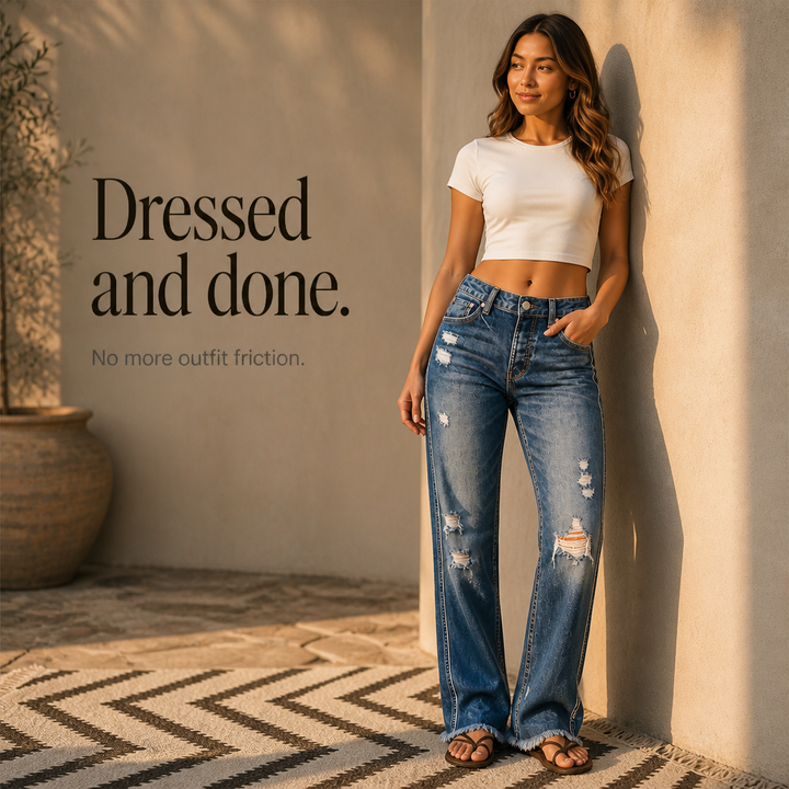 Trueline Denim – High-Rise Vertical-Seam Straight-Leg Jeans
