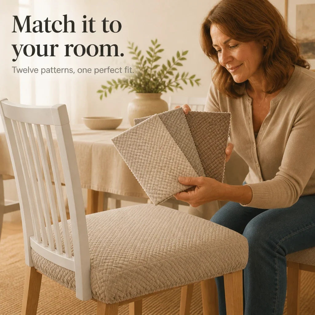 Jacquard Haven – Waterproof Stretch Jacquard Dining Chair Seat Cover