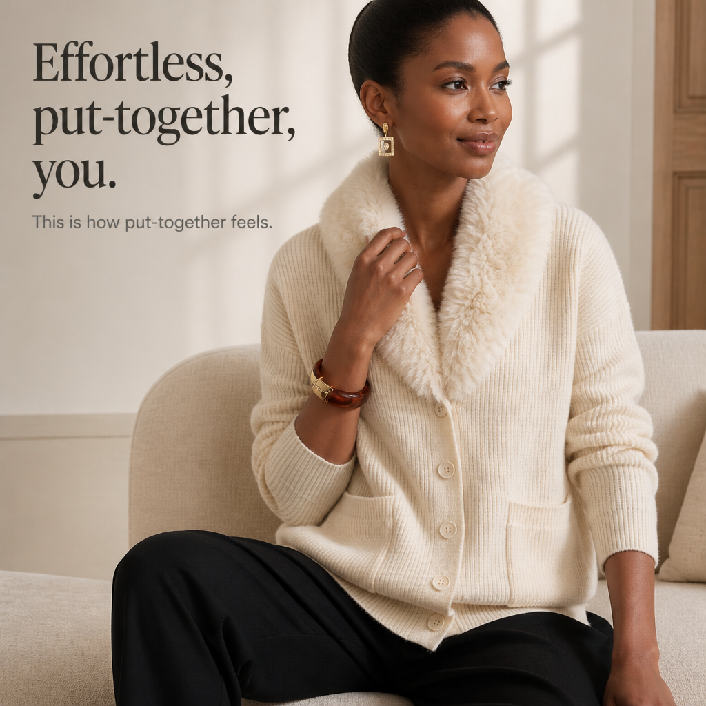 Veloura – Plush Faux-Fur Lapel Chunky Knit Cardigan