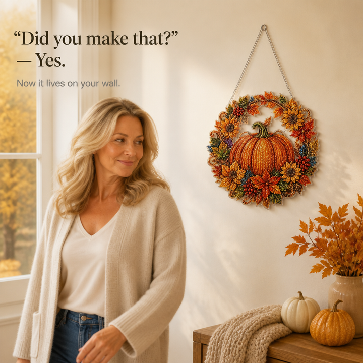 Duskglow Wreath – Pumpkin Diamond Painting Wreath Kit