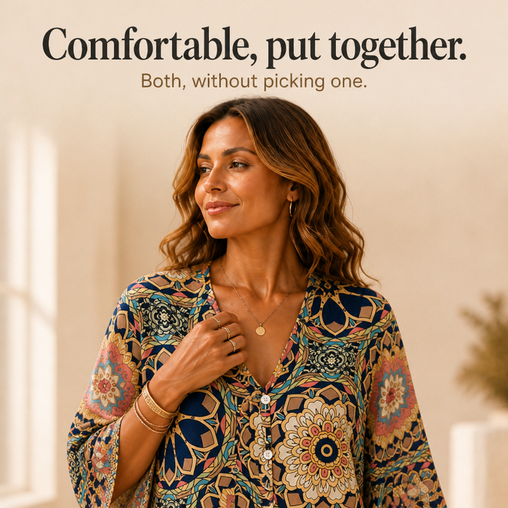 Wanderloom – V-Neck Blouse With A Drape That Skims, Not Clings