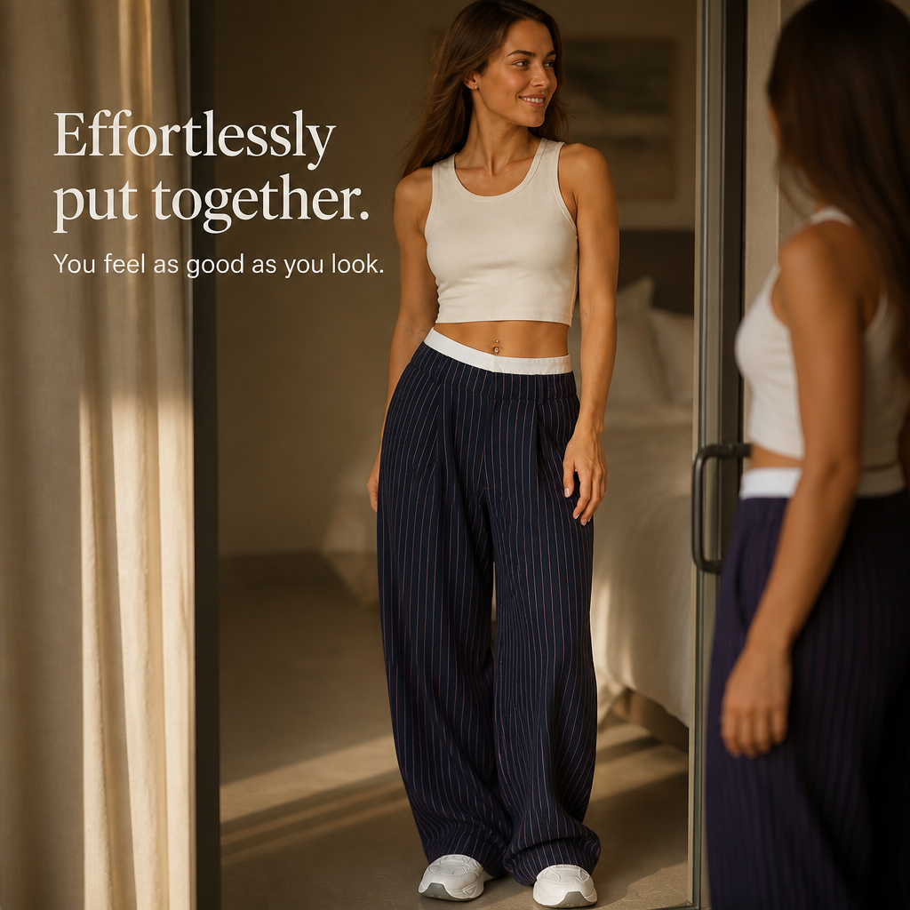 Wearbella – Pinstripe High-Waist Wide-Leg Trousers