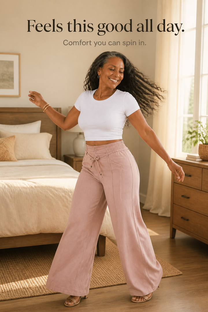Linessa – Pleated Elastic-Waist Wide-Leg Trousers