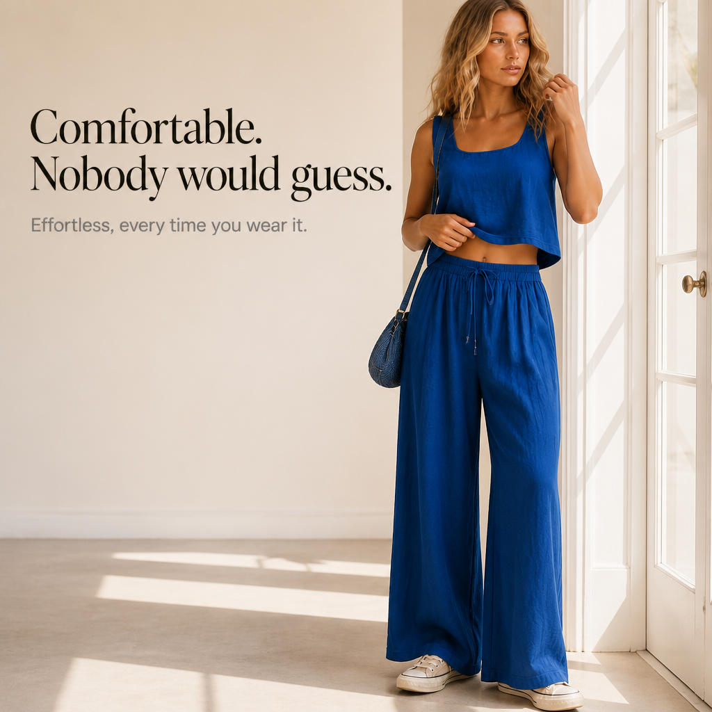 Crinklewear – Crinkle Cami And Wide-Leg Pants Set