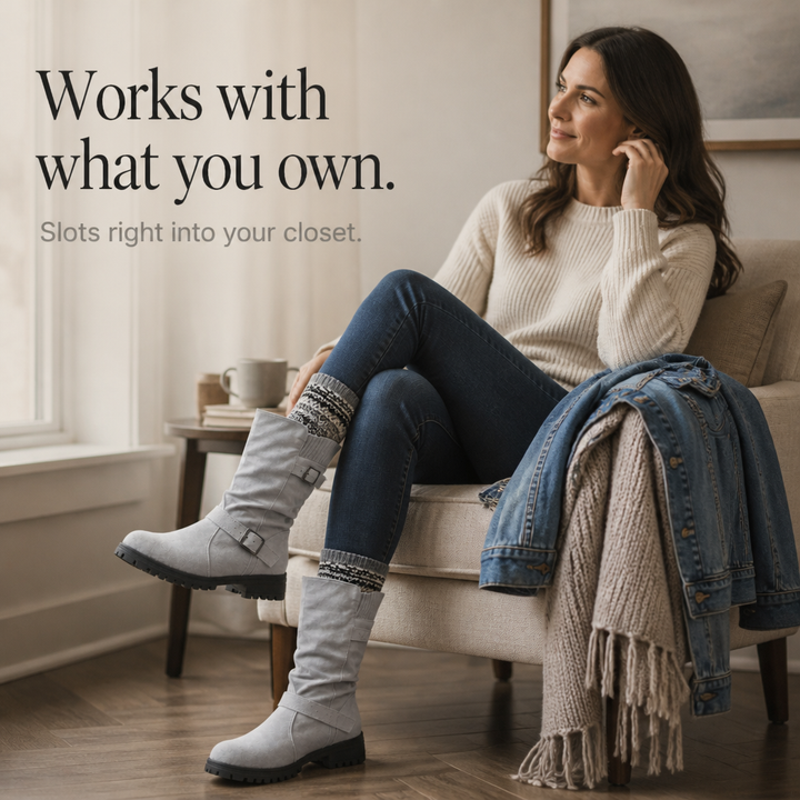 Slouchelle – Ribbed Cuff Slouch Mid-Calf Boots