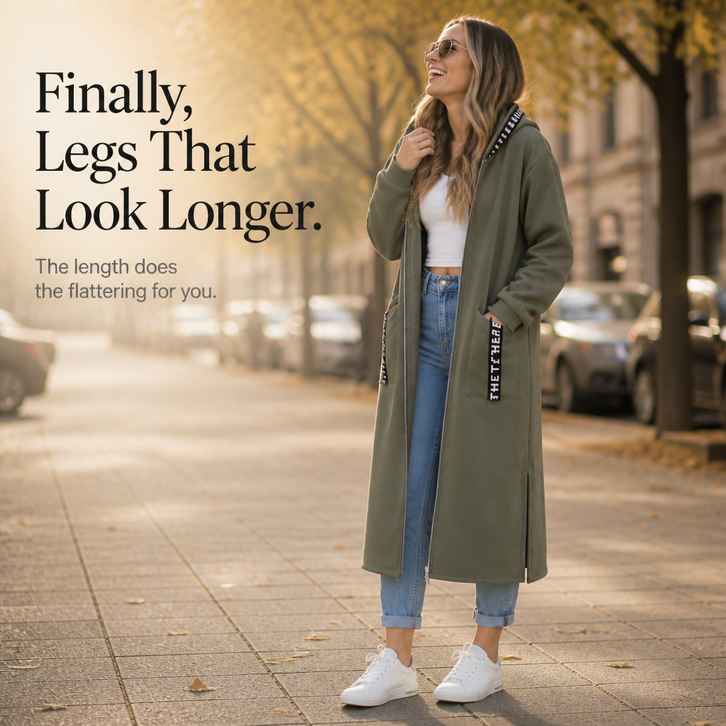Wrapelle – Extra-Long Hooded Zip Jacket