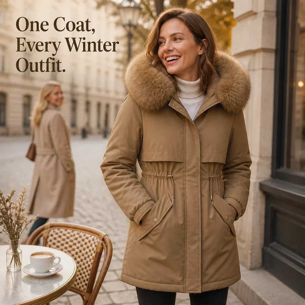 Velora – Plush-Lined Mid-Length Parka