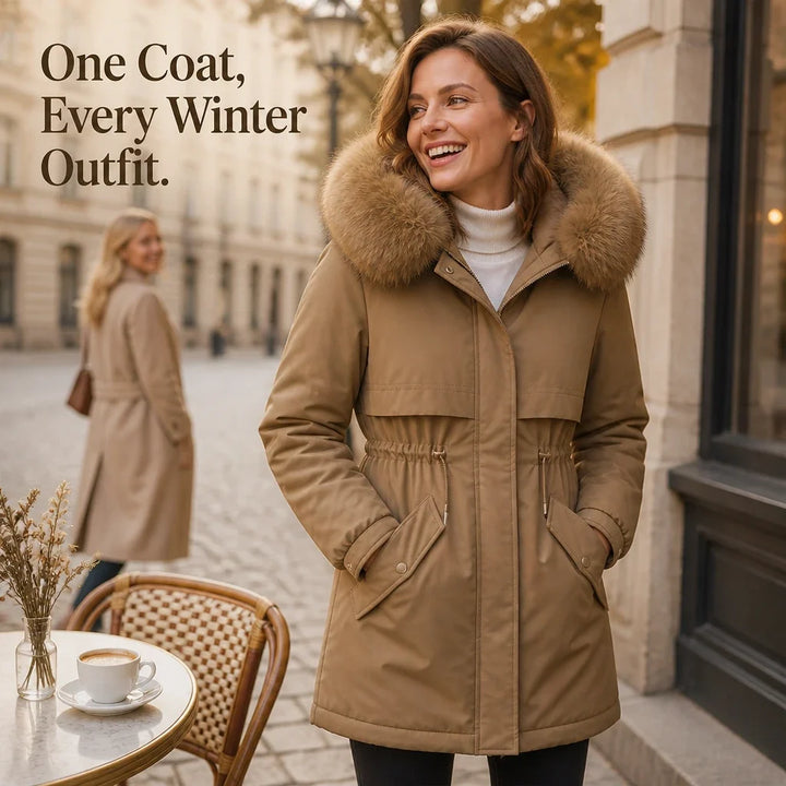 Velora – Plush-Lined Mid-Length Parka