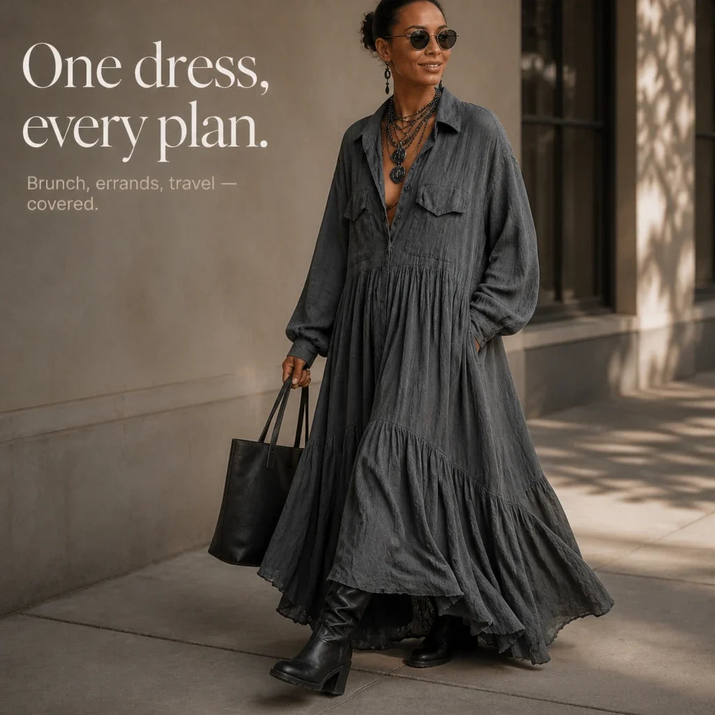 Rufflefield – Washed Ruffle Four-Pocket Shirt Dress