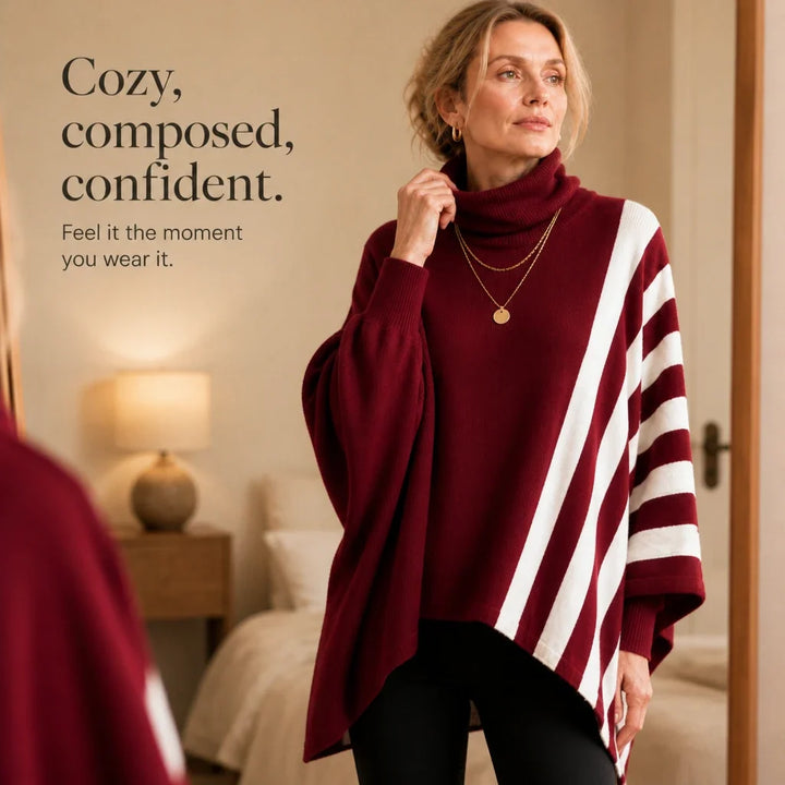 Striata – Asymmetric Striped Turtleneck Sweater