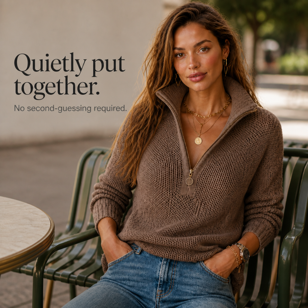 ElevenOra – Half-Zip Sweater That Looks Tried, Not Tried-Hard