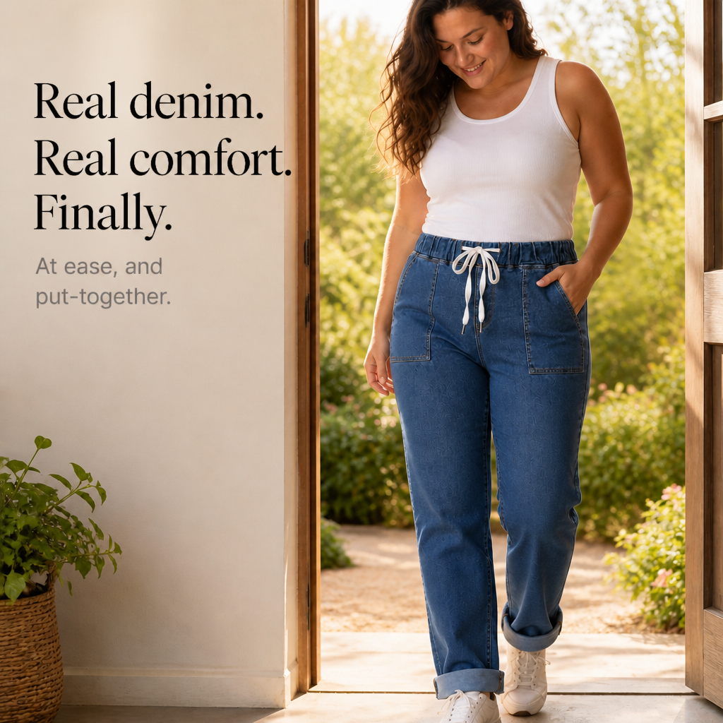 Trouver – Drawstring Waist Tapered Leg Denim Joggers