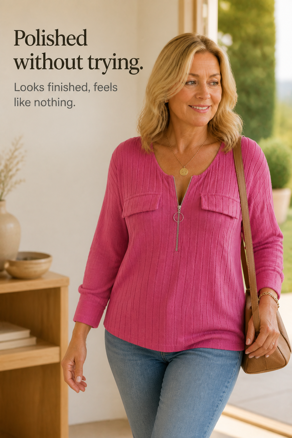 Veloura – Ribbed Adjustable Zip-Neck Knit Top – Lark & Clover Veloura – Ribbed Adjustable Zip-Neck Knit Top – Lark & Clover