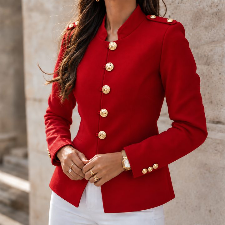 Wearbella – Gold Button Tailored Military Blazer