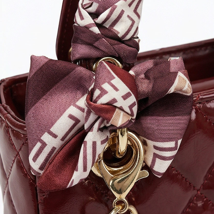 Belaire™ – Quilted Handbag with Silk Scarf Handles