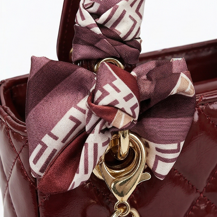 Belaire™ – Quilted Handbag with Silk Scarf Handles
