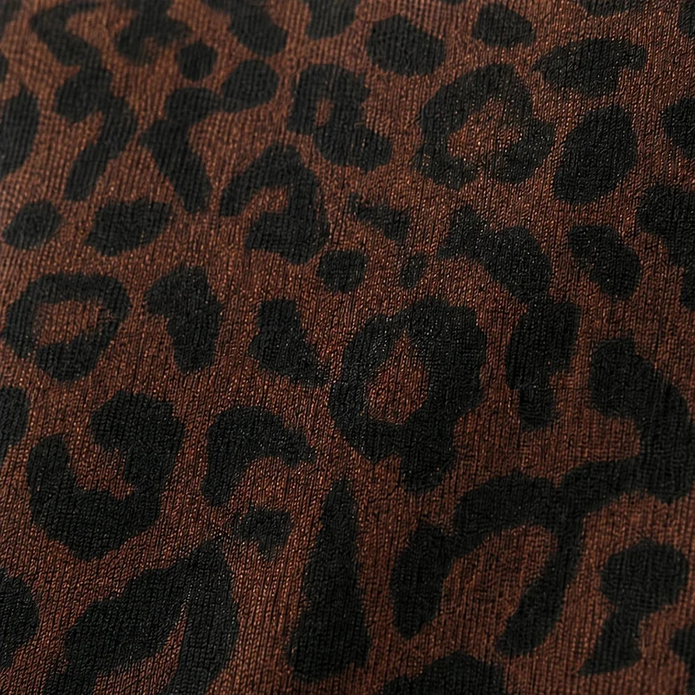 Vespera – Leopard Print Sheer V-Neck Top
