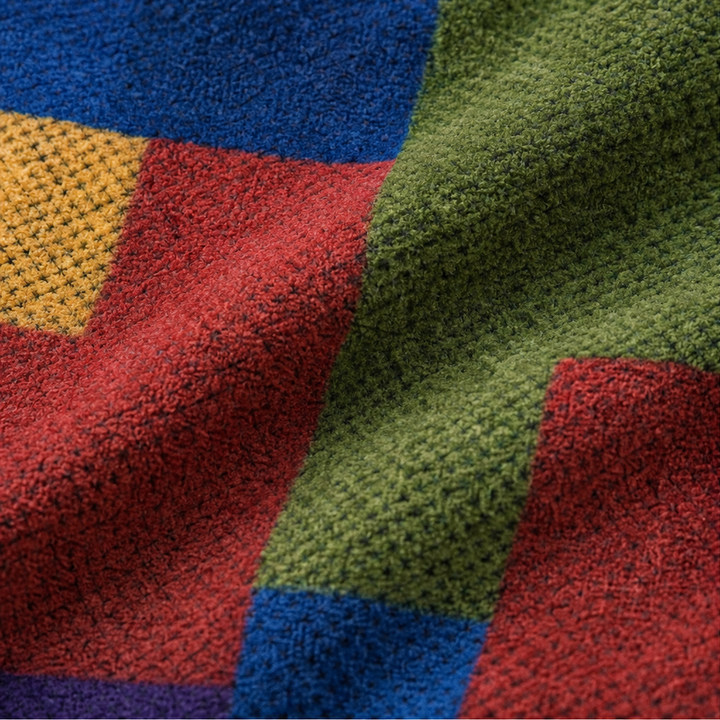 Patchwork Muse – Colorful Patchwork Hooded Cardigan