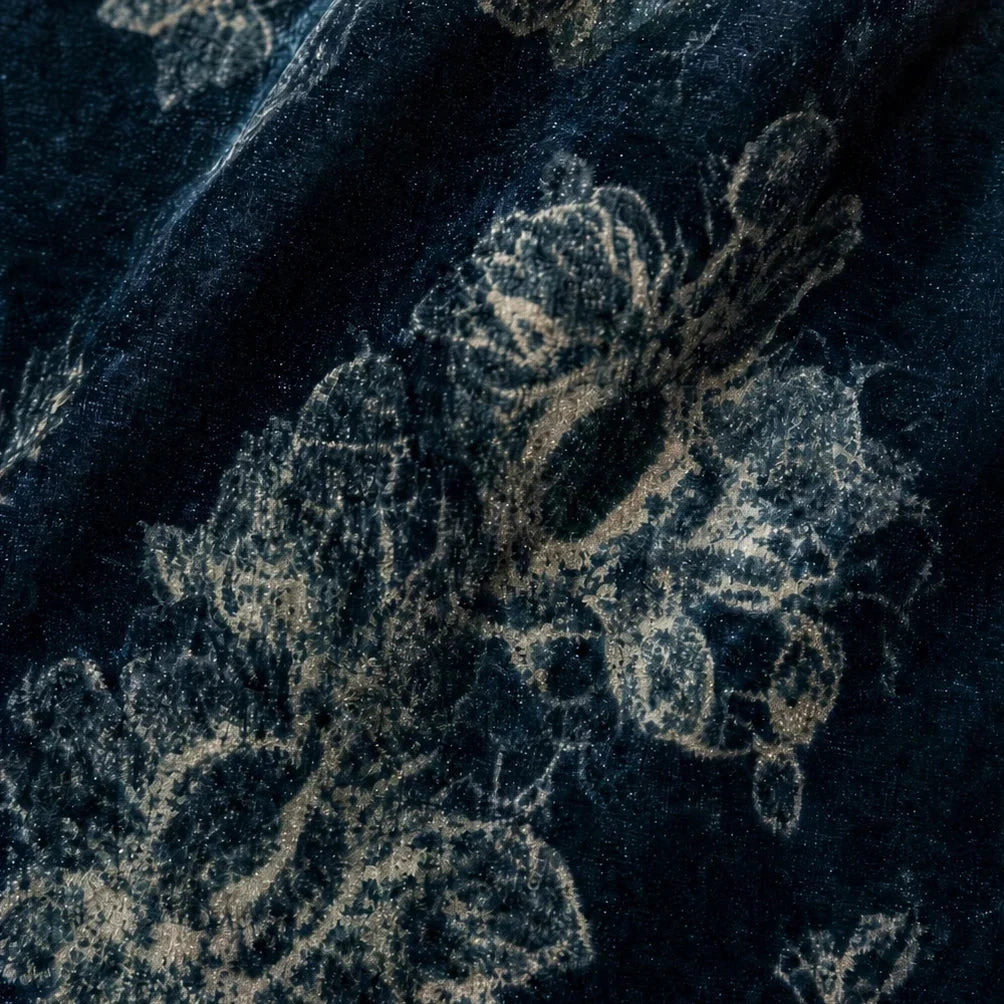 Velvette – Floral Velvet-Look Lace-Trim Bell-Sleeve Blouse