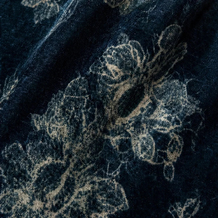 Velvette – Floral Velvet-Look Lace-Trim Bell-Sleeve Blouse