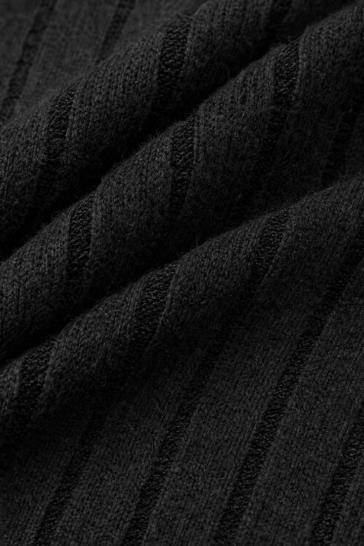 Mavenly – Ribbed V-Neck Button-Cuff Sweater