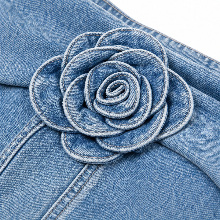 Rosevelle – Rose Appliqué Off-Shoulder Peplum Top