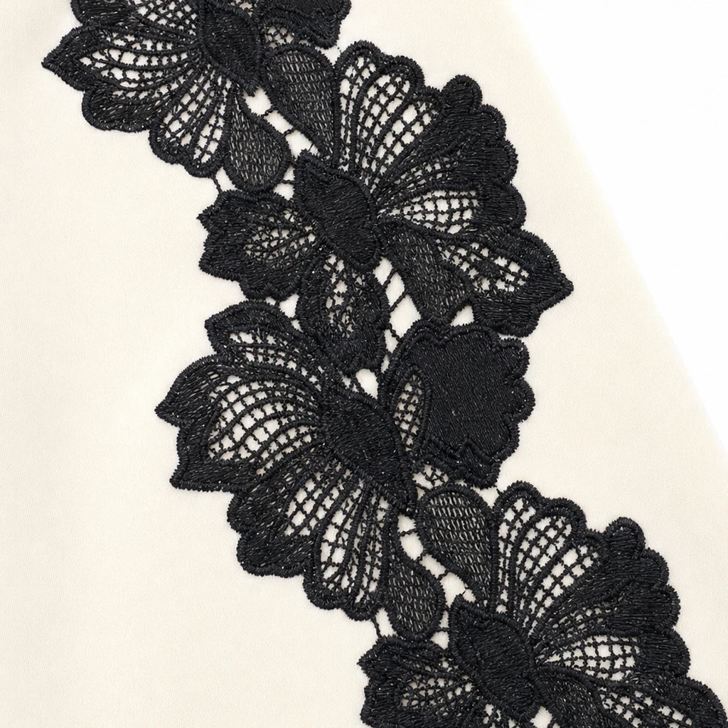 Lace & Leisure – Floral Lace Panel Track Jacket And Wide-Leg Pants Set