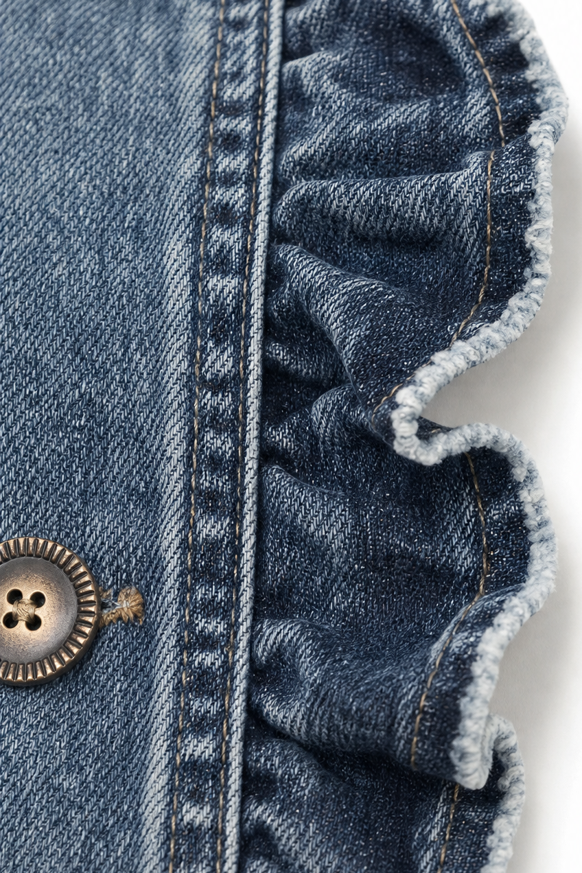 Wearbella – Double Breasted Ruffle Denim Jacket