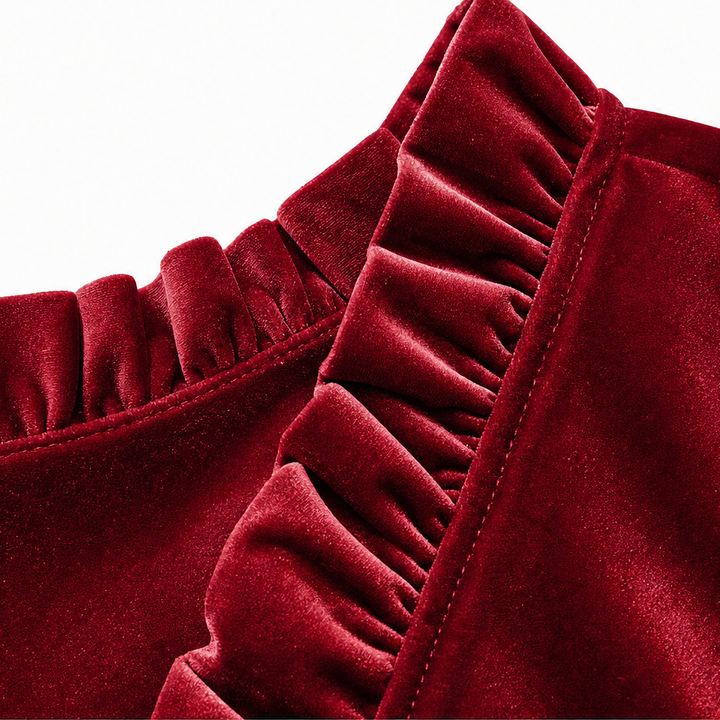 Rufflet – Ruffled V-Neck Velvet Blouse