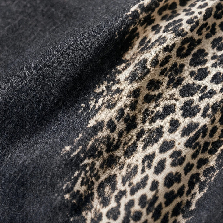 Leopard Swing – Leopard Print Fringe Hem Sweater Dress