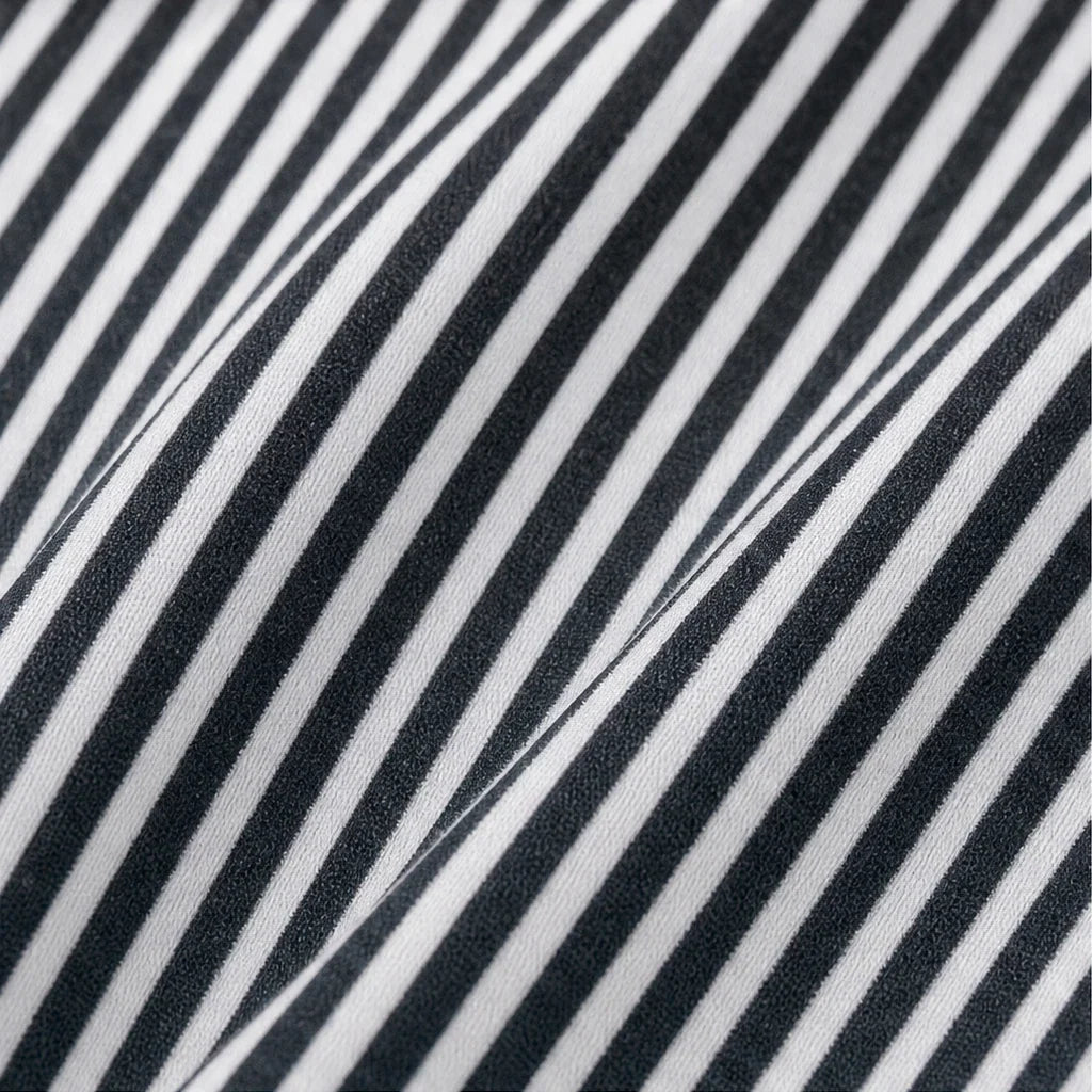 Overa – Black And White Striped Tie-Neck Blouse