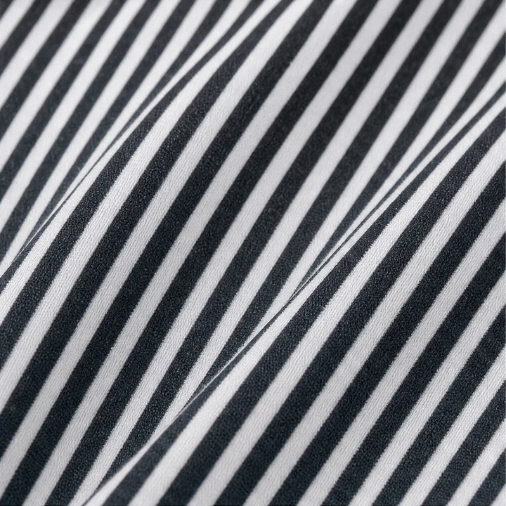 Overa – Black And White Striped Tie-Neck Blouse