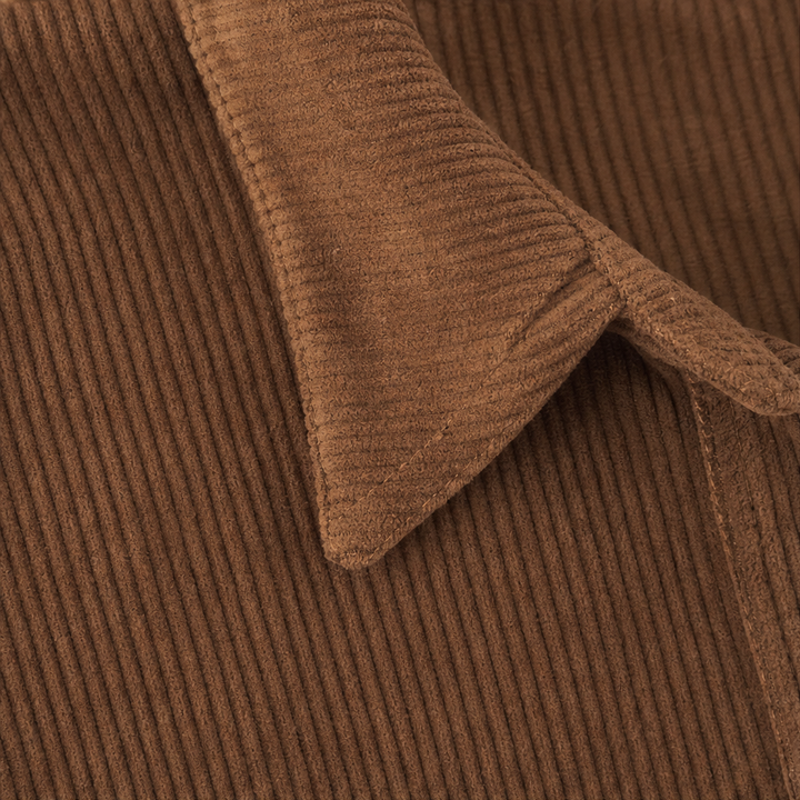 Corvella – Ribbed Corduroy Button-Front Shirt Dress
