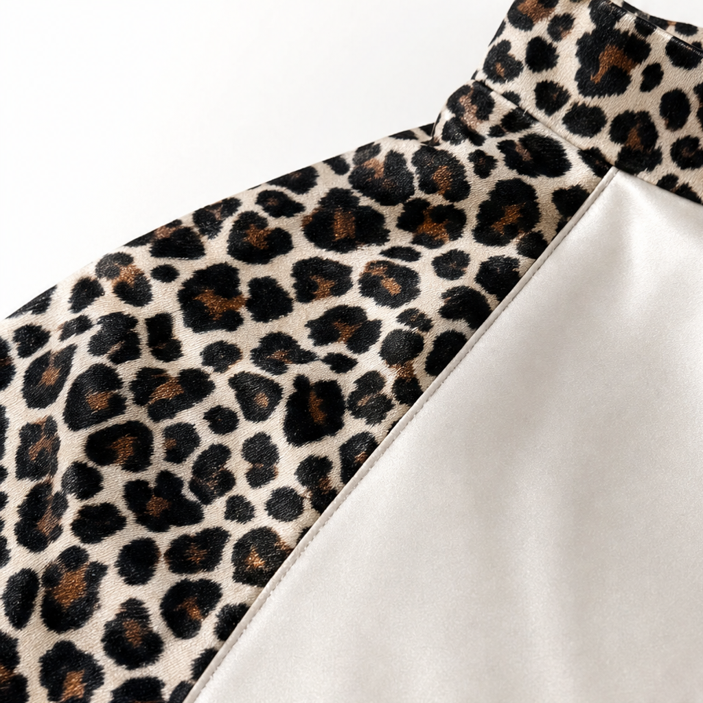 Lunavia – Leopard-Panel Satin-Look Midi Dress