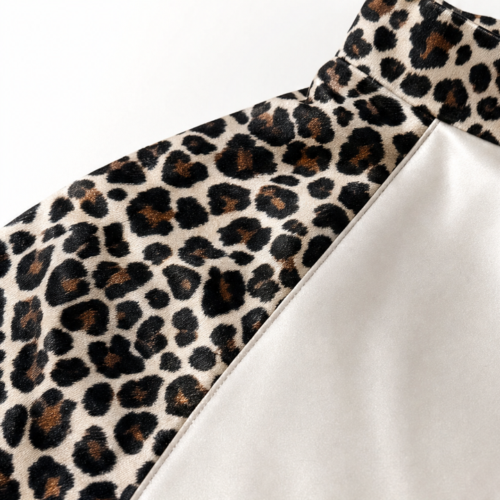Lunavia – Leopard-Panel Satin-Look Midi Dress