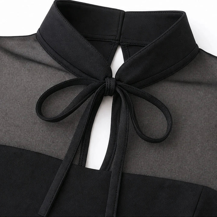 Veloura – Corset-Like Mesh Peplum Blouse