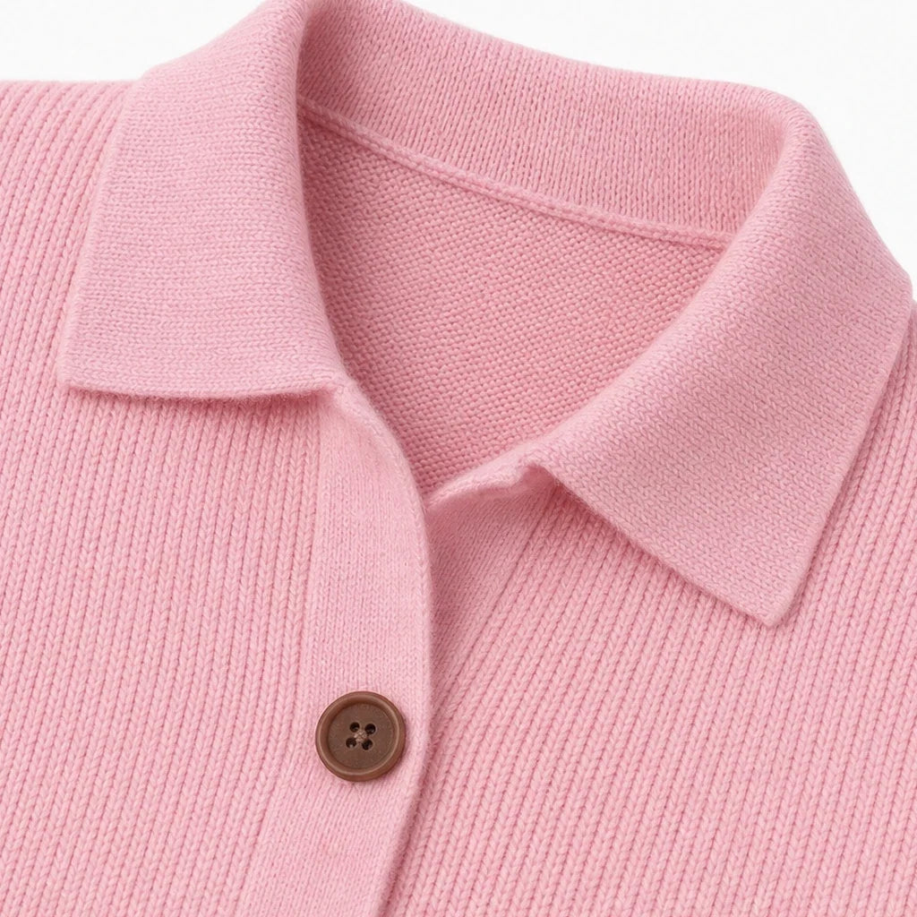 Wearbella – Contrast-Button Turn-Back Collar Knit Cardigan