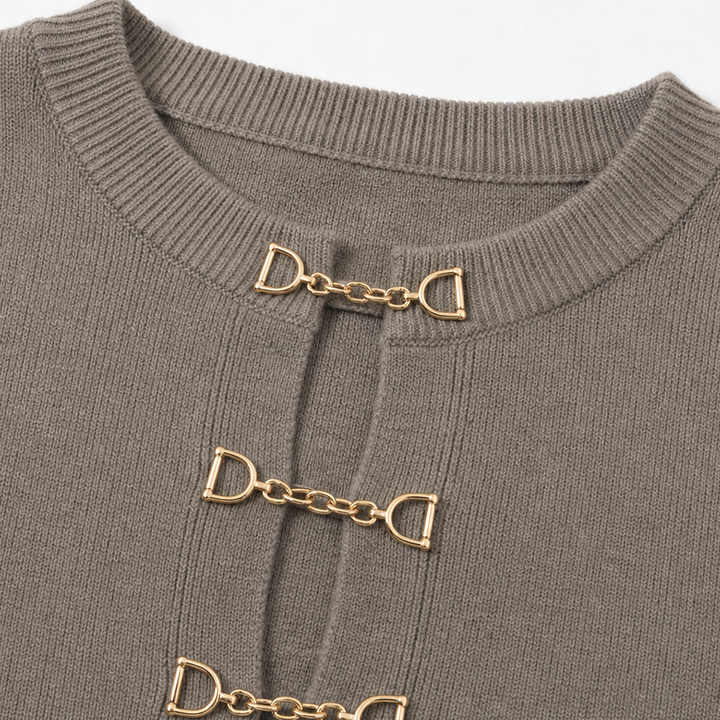 Buckle & Rib – Gold Buckle Ribbed Knit Top