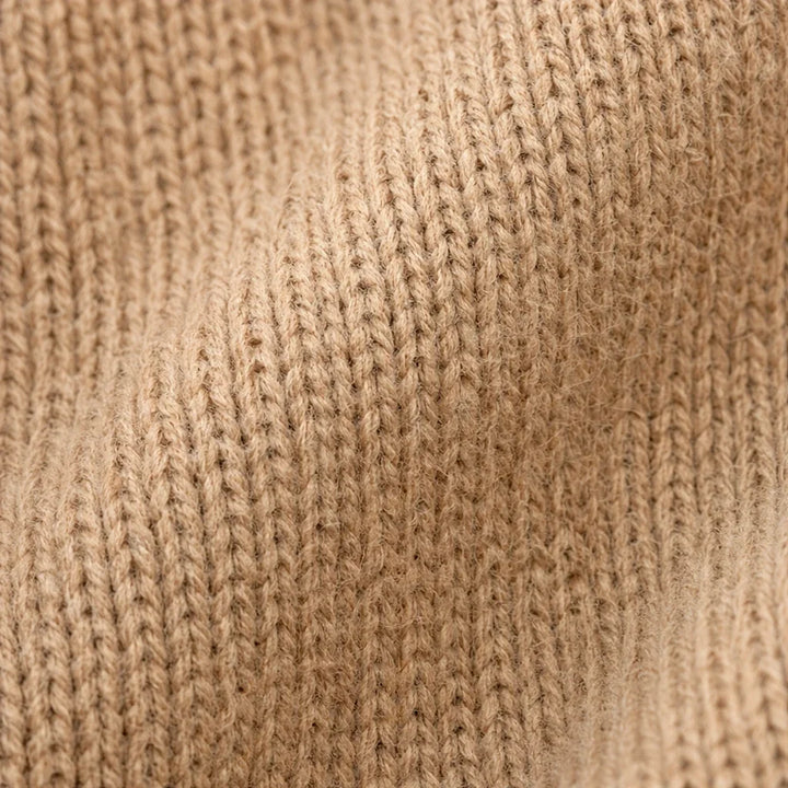 Foldelle – Asymmetrical Fold-Over Collar Knit Sweater