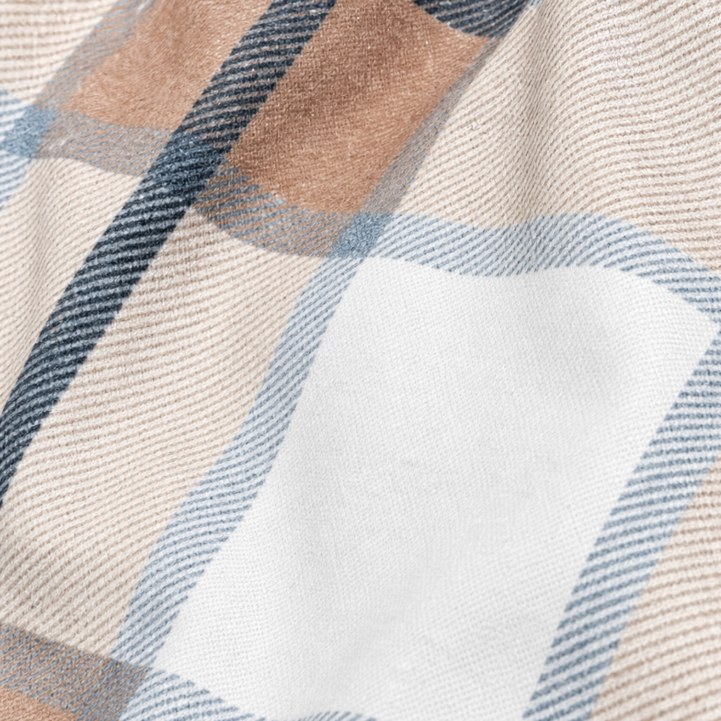Plaidwell – Drawstring V-Neck Hooded Plaid Top