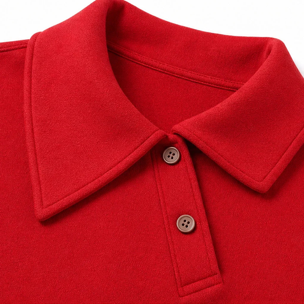 Fold & Flourish – Fold-Over Collar Pullover Sweatshirt