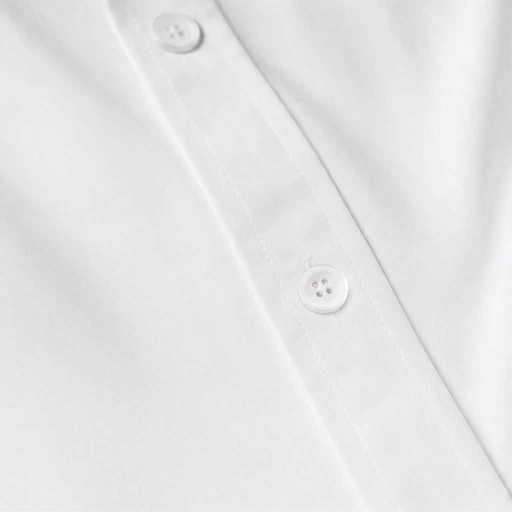 Poise – Dual Flap Pocket Curved Hem Button-Down Shirt