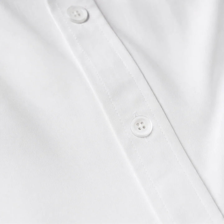 Poise – Dual Flap Pocket Curved Hem Button-Down Shirt