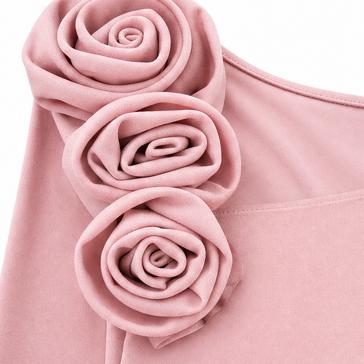 Rosevelle – 3D Rose Ruched Bodycon Midi Dress