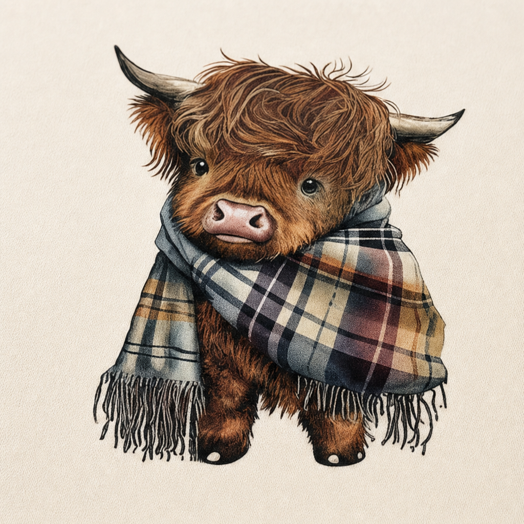 Highland Hearth – Fleece-Lined Highland Cow Graphic Hoodie