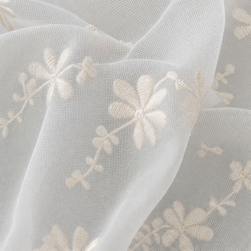 Wisplin – Embroidered Floral Tie-Up Sheer Curtain