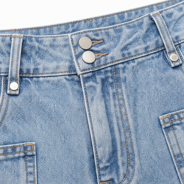 Lunavia – High-Waisted Asymmetric Front Straight-Leg Jeans