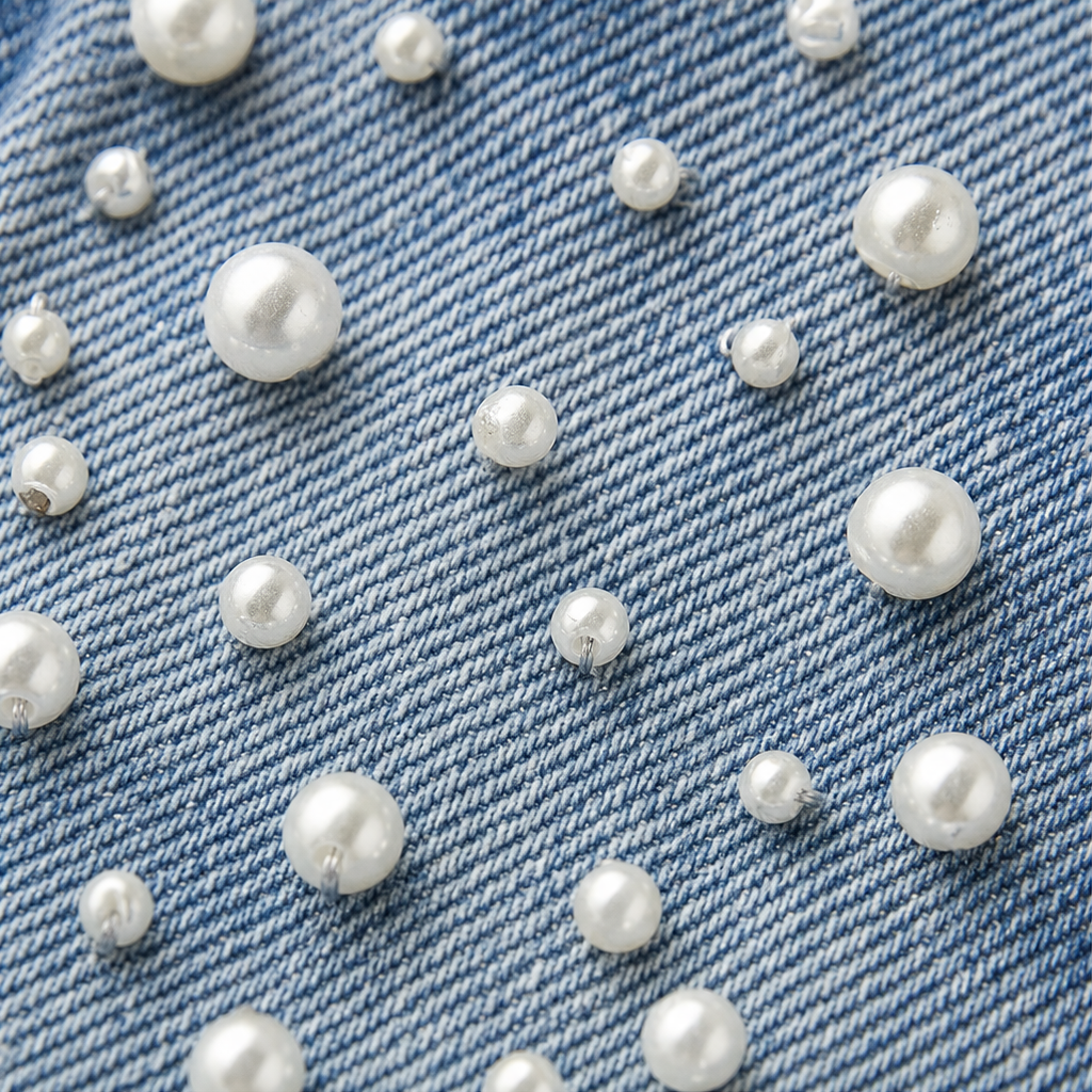Pearlina – Pearl-Embellished Distressed Skinny Jeans