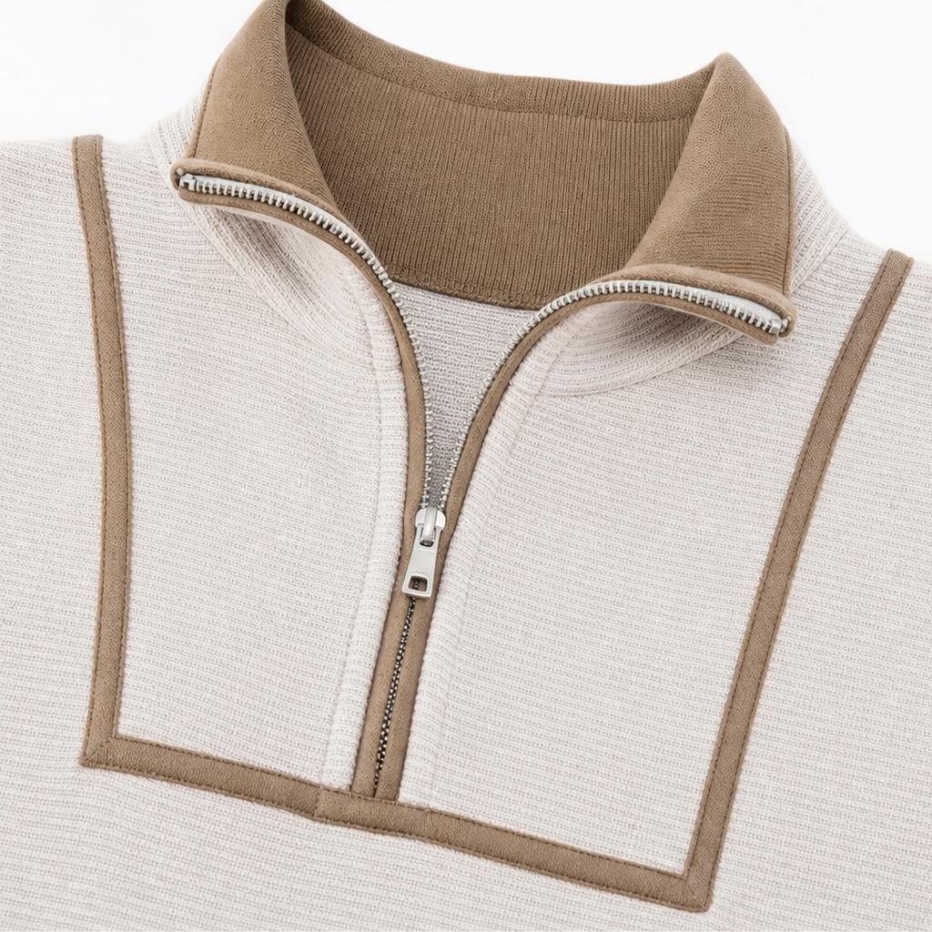 Zipfelt – Half-Zip Ribbed-Trim Sweatshirt Dress