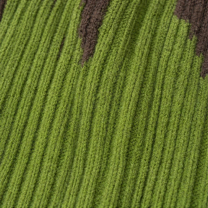 Verdant Brush Cardigan – Gradient Brushstroke Ribbed Knit Cardigan